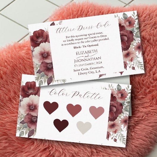 バーグンディ結婚フローラの儀式服装服装規定 エンクロージャーカード