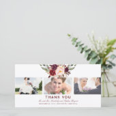 バーグンディ結婚フローラの感謝の写真 サンキューカード (スタンド正面)