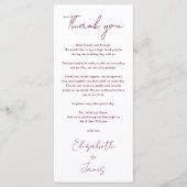 バーグンディ結婚ミニマリストありがとう座席表 メニュー (正面)