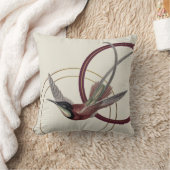 バーグンディ芸術的ハミングバード装飾用クッション クッション (ブランケット)