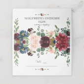 バーグンディ魅力的ネイビーブルーフローラテーブル番号 プレイスカード (外部開封)