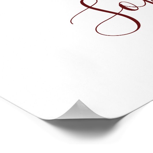 バーグンディ魅力的マルサラフローラゲストブックサイン ポスター (角)