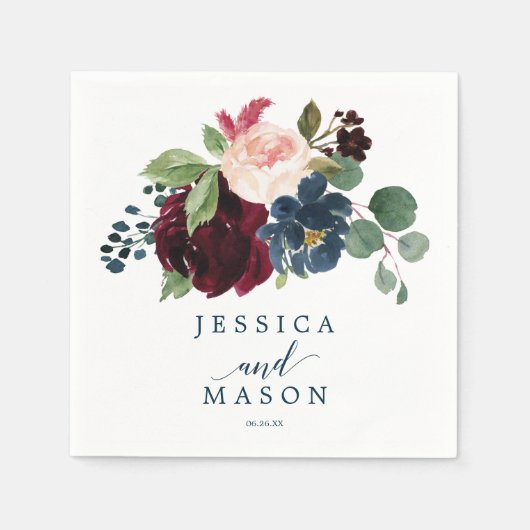 バーグンディ・ネービ結婚ーズ・ナプキン・カクテル・ナプキン スタンダードカクテルナプキン (正面)