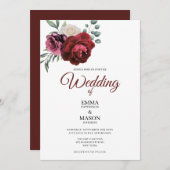 バーグンデエレガントィフローラ 招待状 (正面/裏面)