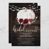 バーグンデ素朴ィフローラウッドパンプキンブライダルシャワー 招待状 (正面/裏面)