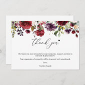 バーグント花葬式サンキューカード サンキューカード (正面/裏面)