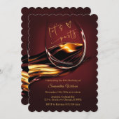 バーグンパーソナライズされたディと金ゴールド女性誕生日 招待状 (正面/裏面)