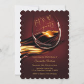 バーグンパーソナライズされたディと金ゴールド女性誕生日 招待状 (正面)