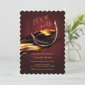 バーグンパーソナライズされたディと金ゴールド女性誕生日 招待状 (スタンド正面)