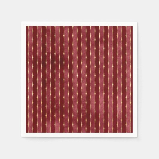 バーグンビクトリアンディと金ゴールドストライプ スタンダードカクテルナプキン (正面)