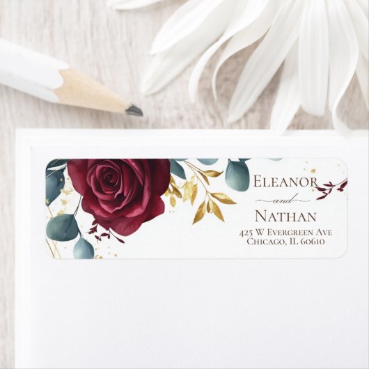 バーグンモダンディバラ春の結婚式 ラベル (インサイチュ)