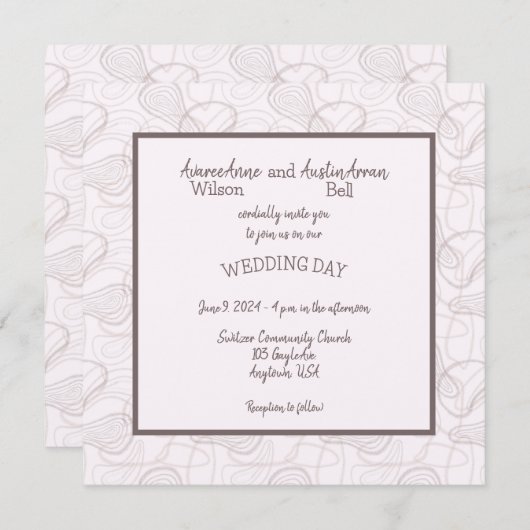 バーグン淡い色のディ抽象芸術 招待状 (正面/裏面)