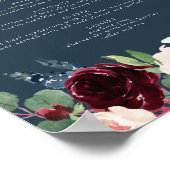 バーグン素朴ディとネイビーのフローラディナーメニュー ポスター (角)