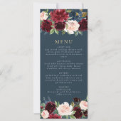 バーグン素朴ディとネイビーのフローラディナーメニュー 招待状 (正面)