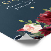 バーグン素朴ディとネイビーブルーフローラフードテーブルサイン ポスター (角)