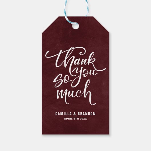 バーグン素朴ディサンキューシューレタリング ギフトタグ (正面)