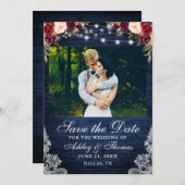 バーグン素朴ディフローラブルーウッドライトフォト セーブザデート (正面/裏面)