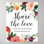 バーグン素朴ディ秋結婚フローラの共有ザ・ラブ ポスター (正面)