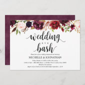 バーグン素朴ディ結婚のリハーサルディナー招待状 招待状 (正面/裏面)