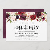 バーグン素朴ディ結婚のリハーサルディナー招待状 招待状 (正面/裏面)