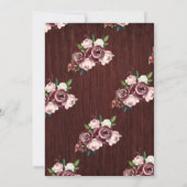 バーグン素朴ディ赤面金ゴールドフローラウッド結婚ズ 招待状 (裏面)