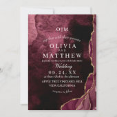 バーグン結婚ディのアゲート&金ゴールド王室ののボ結婚ルド 招待状 (正面)