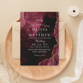 バーグン結婚ディのアゲート&金ゴールド王室ののボ結婚ルド 招待状