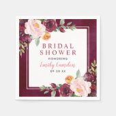 バーグ素朴ンディピンクフローラ結婚ズブライダルシャワー スタンダードカクテルナプキン (正面)