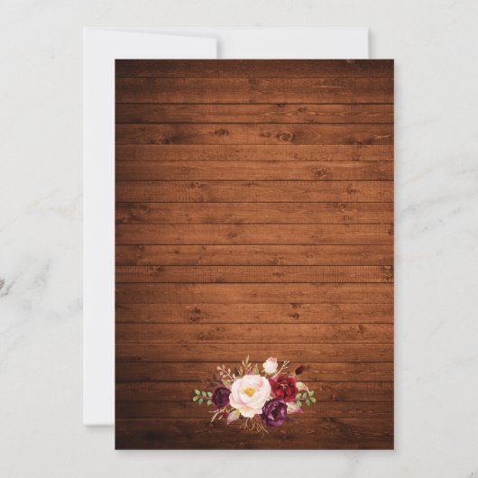 バーグ素朴ンディフローラの瓶のライト3写真結婚の 招待状 (裏面)