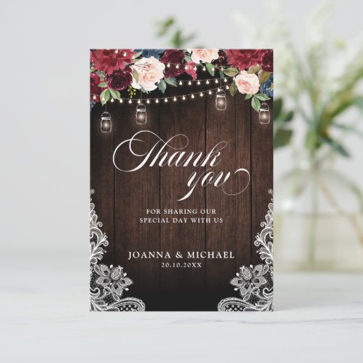 バーグ素朴ンディフローラス結婚ン・ジャーありがとう サンキューカード (スタンド正面)