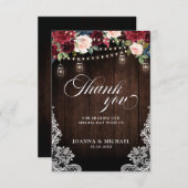 バーグ素朴ンディフローラス結婚ン・ジャーありがとう サンキューカード (正面/裏面)