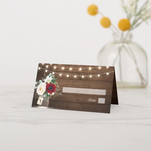 バーグ素朴ンディフローラメイスン結婚ズ・ジャー プレイスカード (正面)