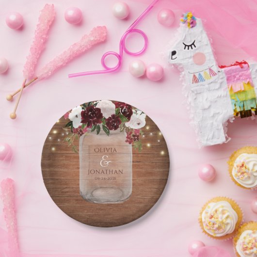 バーグ素朴ンディフローラメイスン結婚ズ・ジャー ペーパープレート (パーティー)