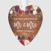 バーグ素朴ンディフローラ初めてのクリスマス結婚ズ オーナメント (正面)