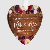 バーグ素朴ンディフローラ初めてのクリスマス結婚ズ オーナメント (正面)
