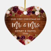 バーグ素朴ンディフローラ初めてのクリスマス結婚ズ セラミックオーナメント (裏面)