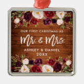 バーグ素朴ンディフローラ初めてのクリスマス結婚ズ メタルオーナメント (正面)