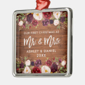 バーグ素朴ンディフローラ初めてのクリスマス結婚ズ メタルオーナメント (左)