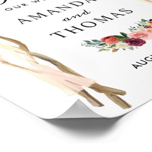 バーグ素朴ンディフローラ結婚のアーチウェルカムサイン ポスター (角)