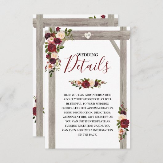 バーグ素朴ンディフローラ結婚詳細 エンクロージャーカード (正面/裏面)