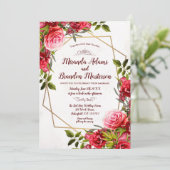 バーグ素朴ンディフローラ金ゴールド結婚リース 招待状 (スタンド正面)