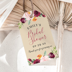 バーグ素朴ンディベージュフローラ結婚ブライダルシャワー ギフトタグ