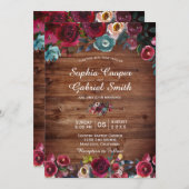 バーグ素朴ンディ海軍フローラウッド結婚ズ 招待状 (正面/裏面)