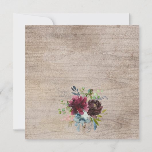 バーグ素朴ンディ海軍花模様結婚ズ 招待状 (裏面)