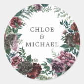 バーグ素朴ンディ赤フローラ結婚ズ封筒用シール ラウンドシール (正面)