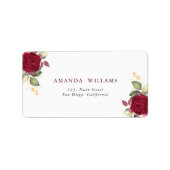 バーグ素朴ンディ赤フローラ結婚ズ差出人住所 ラベル (正面)