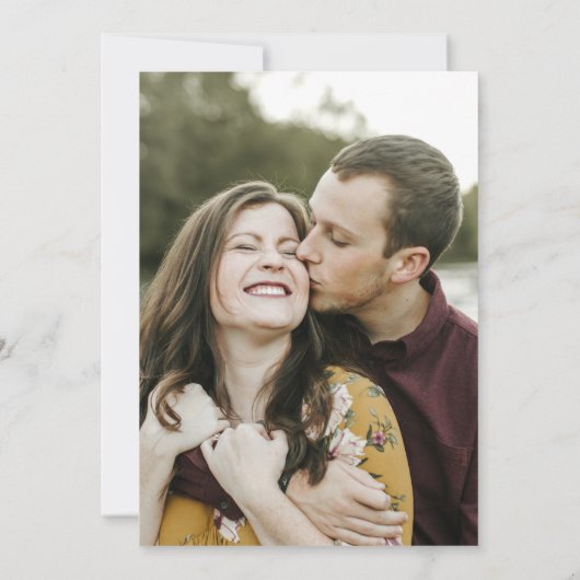 バーグ素朴ンディ赤面ウッド金ゴールド写真結婚の 招待状 (裏面)