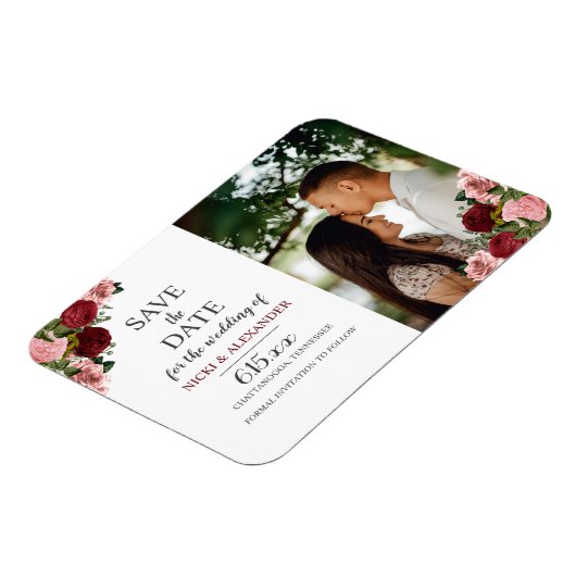 バーグ素朴ンディ赤面ピンク結婚フローラの救DAT マグネット (左側)