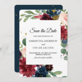 バーグ素朴ンディ&ネイビーフローラ セーブザデート (正面/裏面)