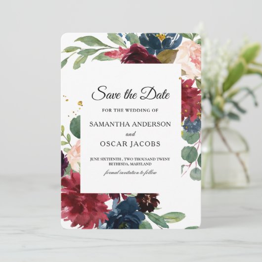 バーグ素朴ンディ&ネイビーフローラ セーブザデート (スタンド正面)